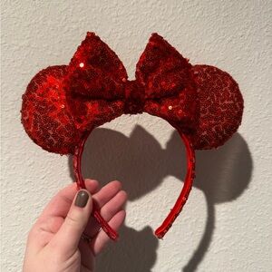 Red Sequin Mouse Ears Headband